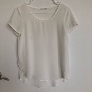 Lush Cream Short Sleeve Layered Chiffon Blouse